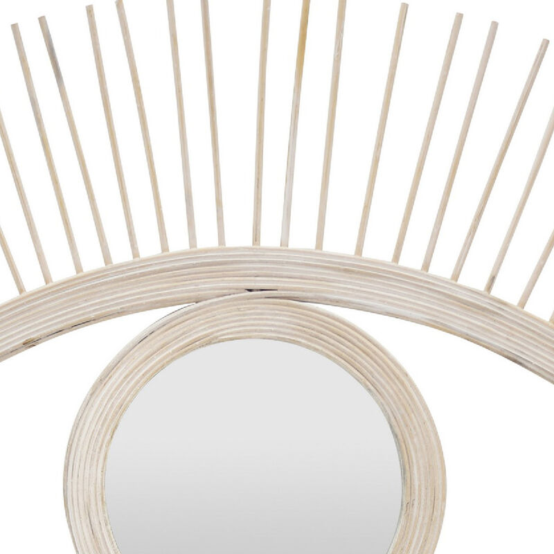 Ruhy Decorative Wall-Mounted Mirror with Eye-Shape Design, White Wood image number 5