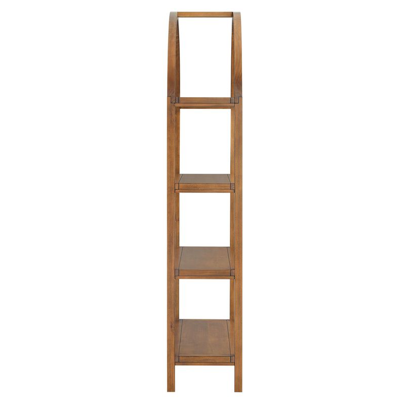 Modway Vexley 72 Inch Tall Narrow Arched Bookshelf in Walnut &ndash; Modern Pine and Acacia Wood Open Display Bookcase for Living Room, Office, Reading Nook image number 5