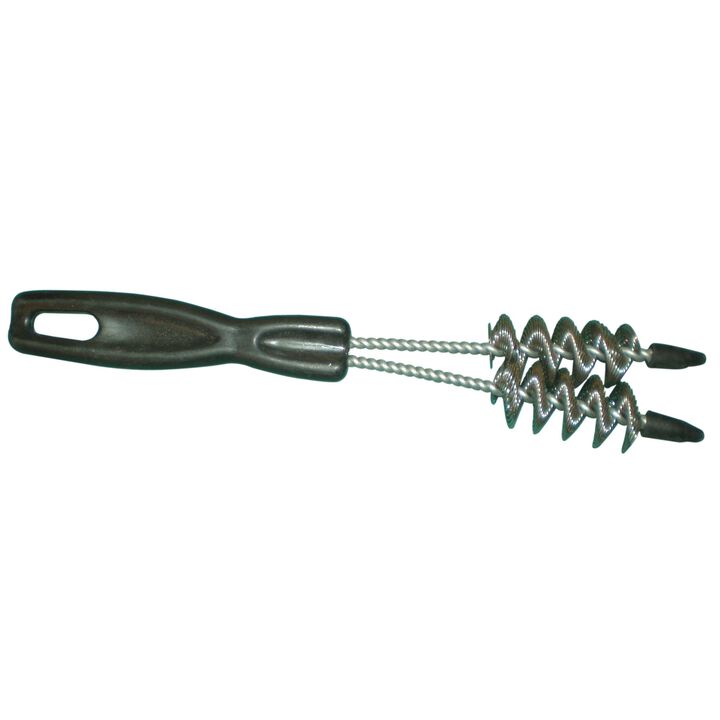 11.25" Black and Silver Grid Cleaning Brush with Spiral Steel Bristles