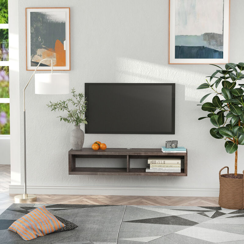 Hivvago Wall-Mounted TV Stand with Floating Storage Shelf image number 1