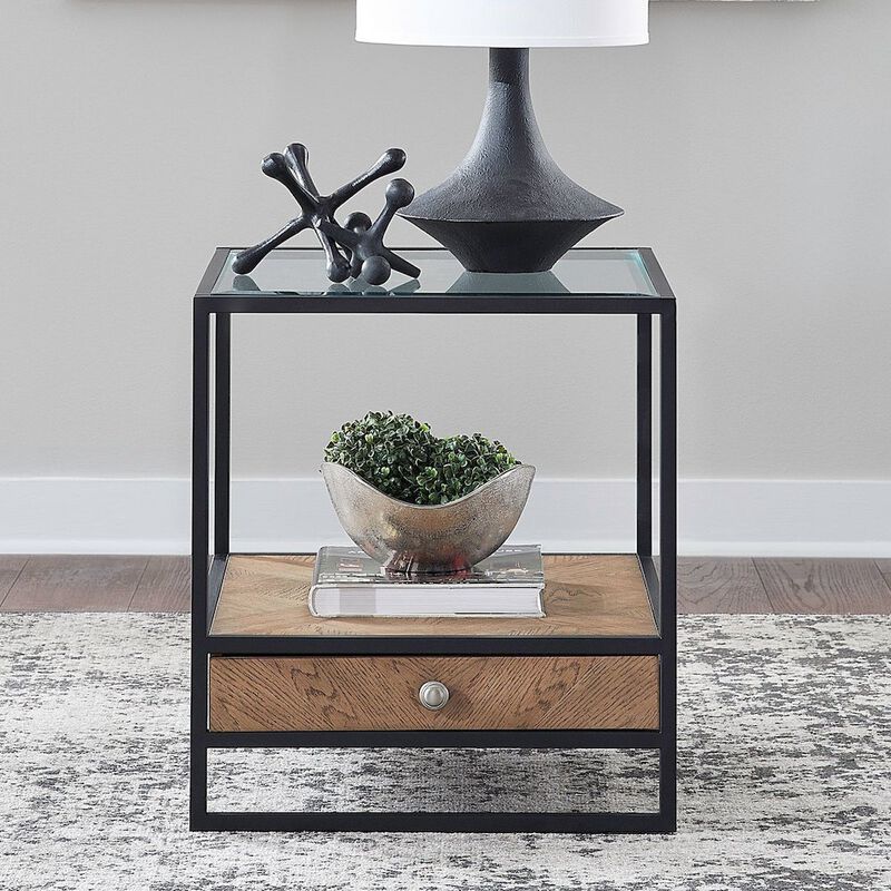 Liberty Furniture Bedford Drawer End Table for Living Room - Weathered Oak image number 8