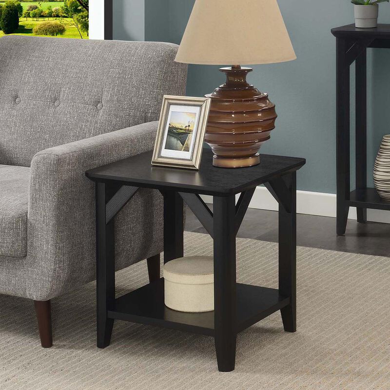 Convenience Concepts Winston End Table with Shelf, Black