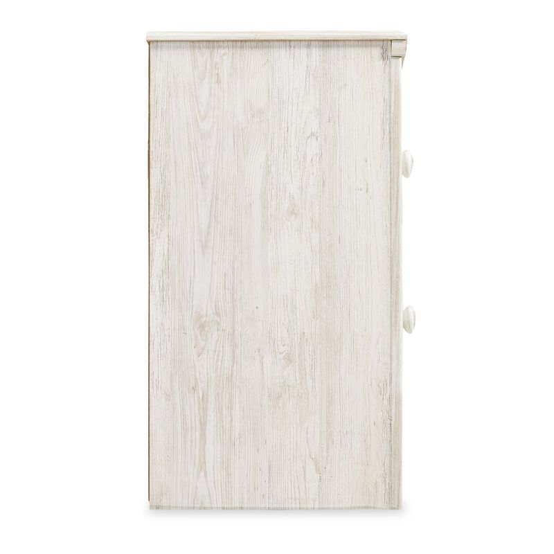 Paxy Nightstand, 2 Drawers, 2 USB Ports, Laminate Whitewash Finish