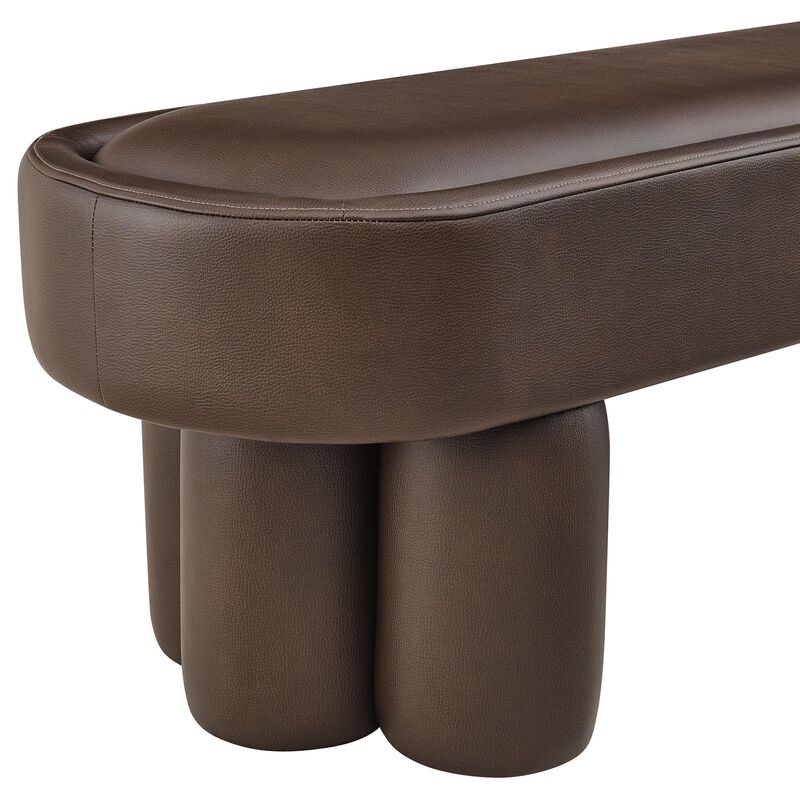 Modway Mossi 52-Inch Modern Oval Vegan Leather Bench in Mushroom &ndash; Upholstered Accent Bench with Cylindrical Clover-Leg Base for Bedroom, Entryway, or Living Room image number 7