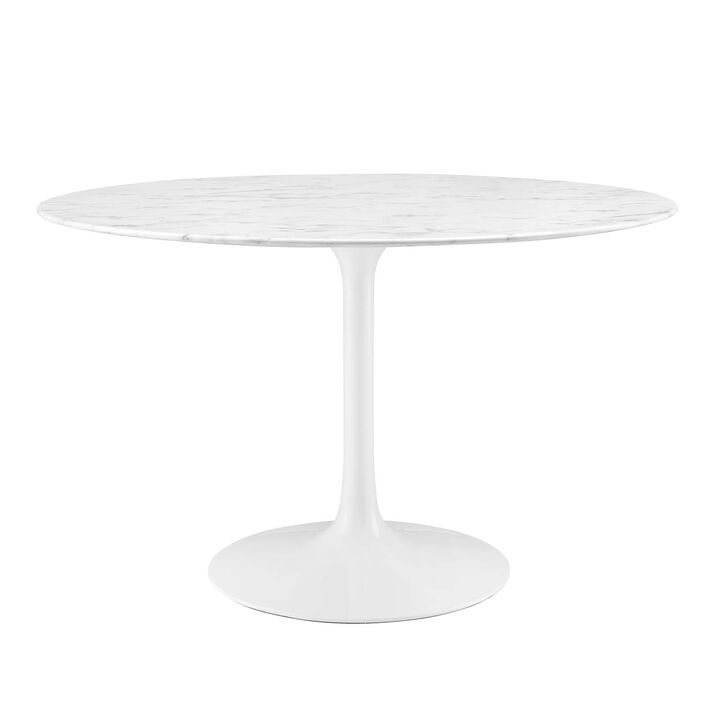 Modway - Lippa 48" Round Artificial Marble Dining Table White