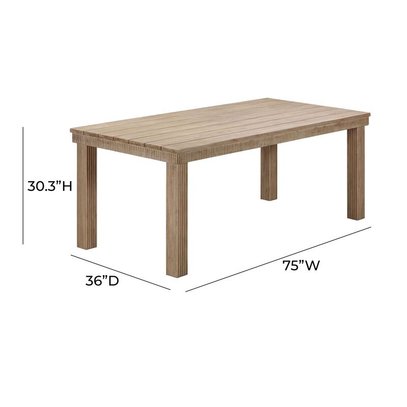 Cassie Natural Outdoor 75" Rectangular Dining Table