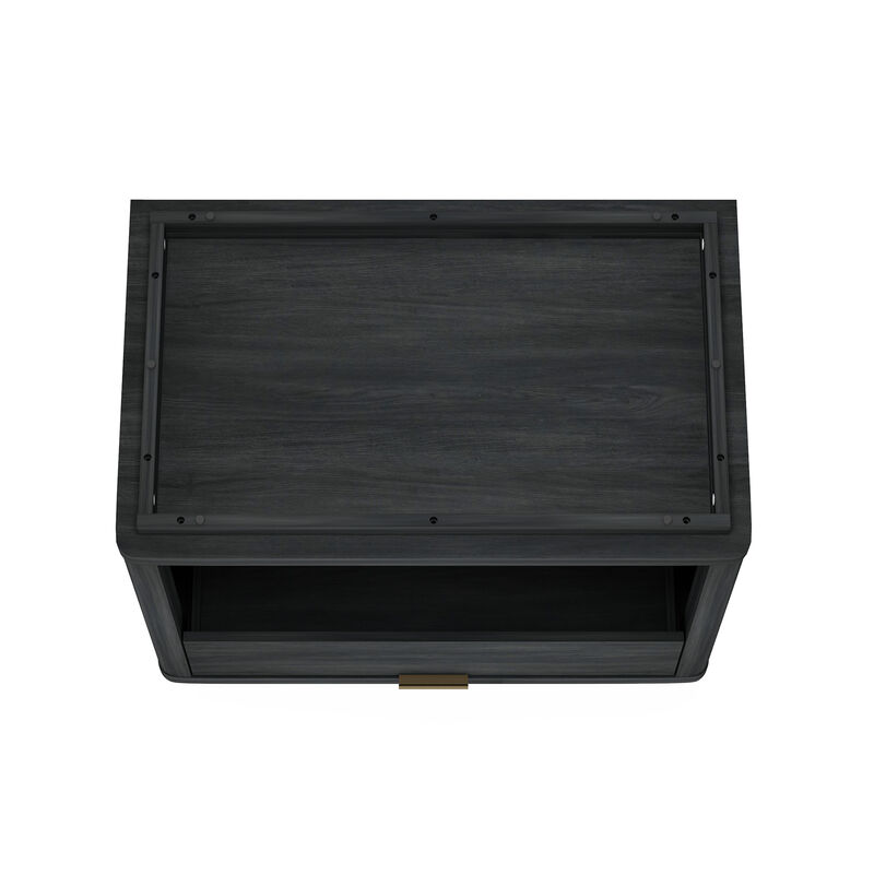 Evelyn Wide 1-Drawer Nightstands in Dark Gray (Set of 2)