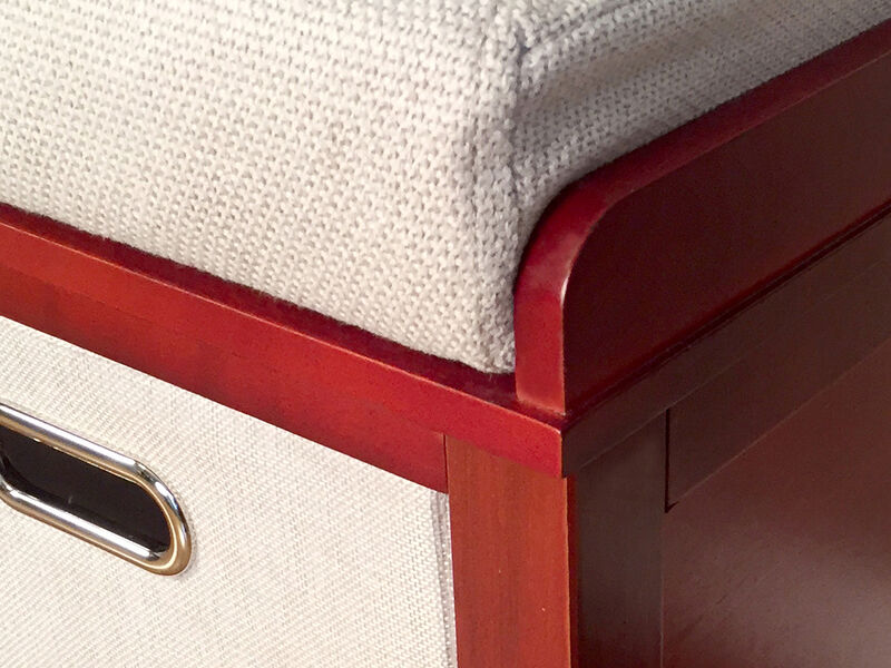 Solid Wood Entryway Bench with 2 Bins and 4 Pairs Shoe Divider