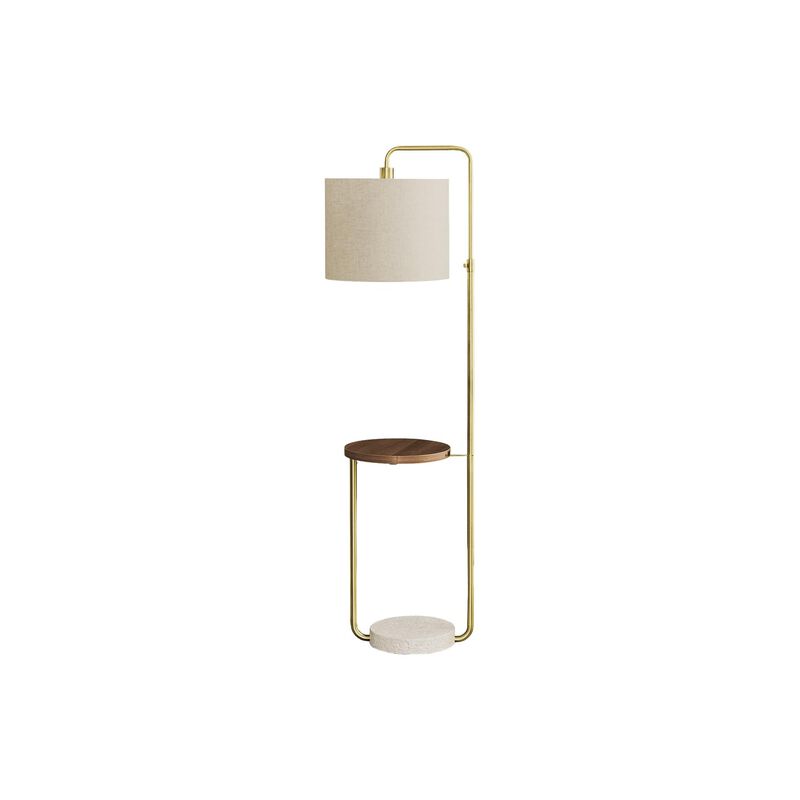 Monarch Specialties 9754 Port Included, Shade, Contemporary Lighting 67" H Floor Lamp Brass Metal Beige USB, 18" L x 15" W x 57" H, Gold image number 0