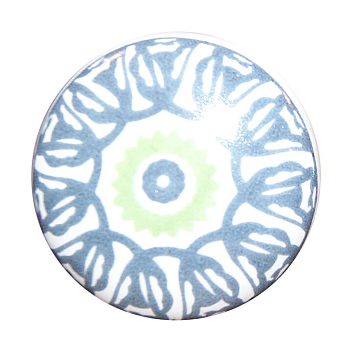 HomeRoots Set of Eight Light Blue And White Ceramic And Metal Drawer Pull Knobs