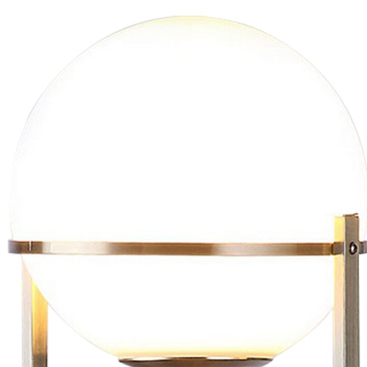 Jim 22 Inch Table Lamp, LED Light, Metal Body, Modern Globe Shade, Brass - Benzara