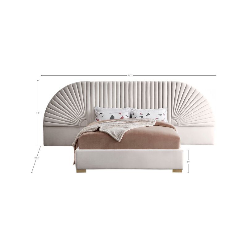 Meridian Furniture Cleo Cream Velvet King Bed