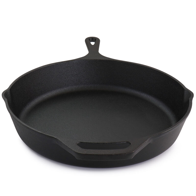 MegaChef 12 Inch Round Preseasoned Cast Iron Frying Pan in Black image number 3