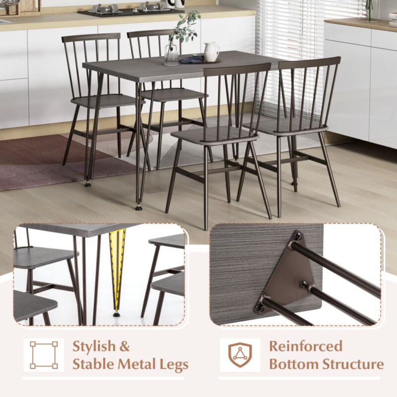 Hivvago 5-Piece Dining Table Set for 4 with 360° Swivel Feet for Small Place