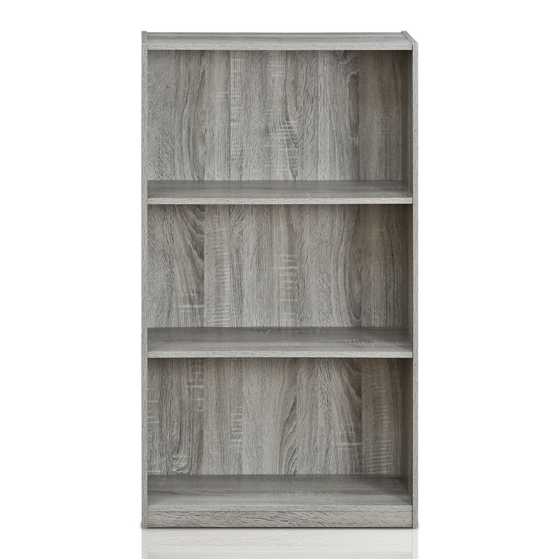 Furinno Basic 3-Tier Bookcase Storage Shelves, French Oak Grey