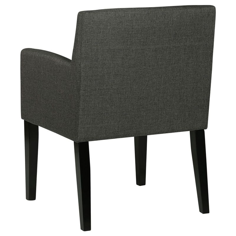 Kinza 24 Inch Armchair Set of 2, Gray, Cushioned Seat, Wood Block Legs - Benzara