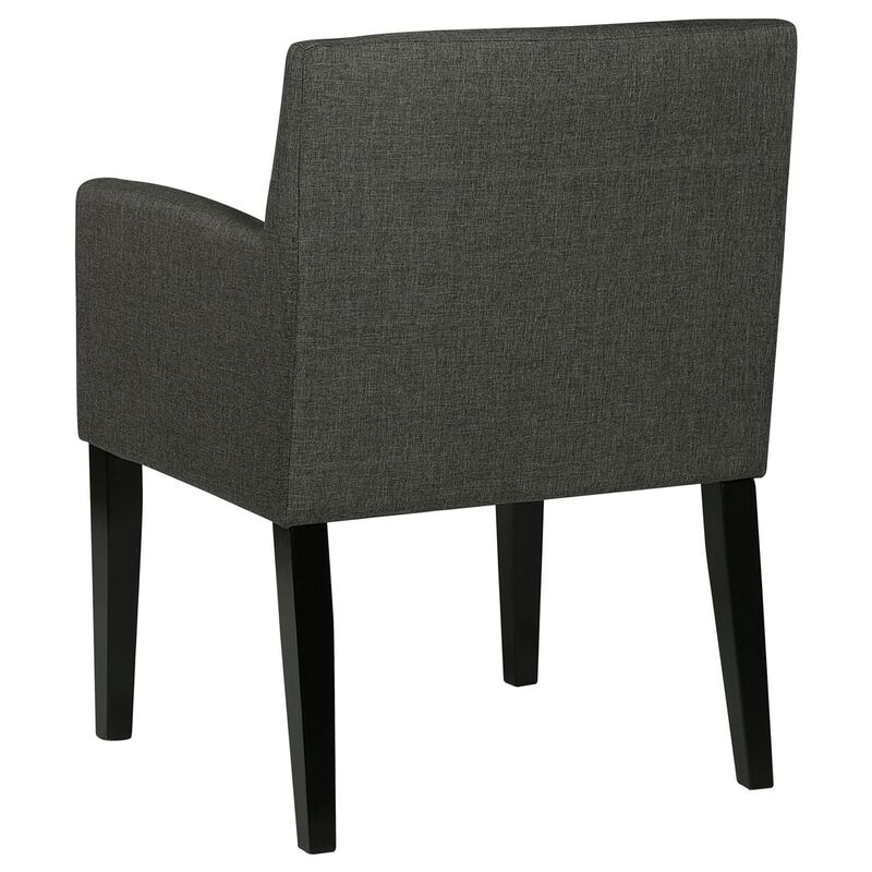 Kinza 24 Inch Armchair Set of 2, Gray, Cushioned Seat, Wood Block Legs