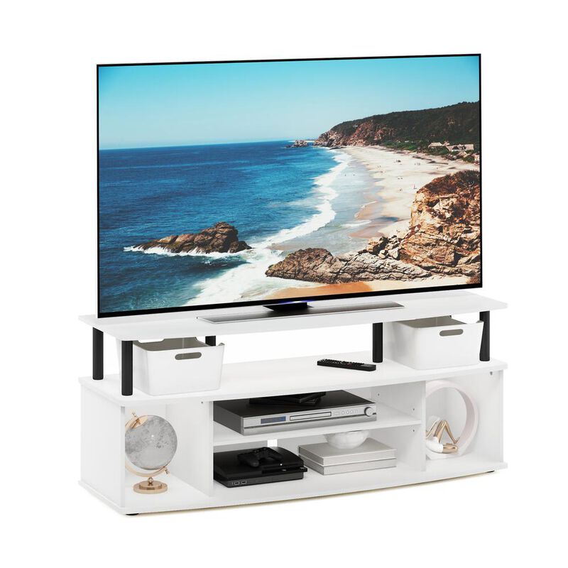 Furinno JAYA Large Entertainment Center Hold up to 55-IN TV, White/Black