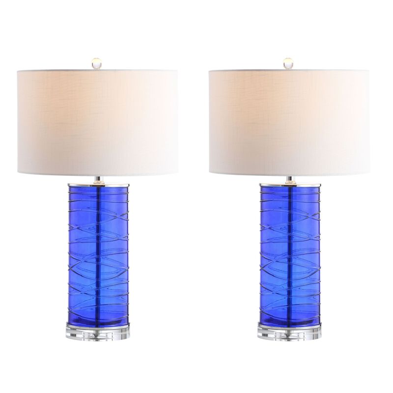 Cole Modern Fused Glass Cylinder LED Table Lamp (Set of 2)