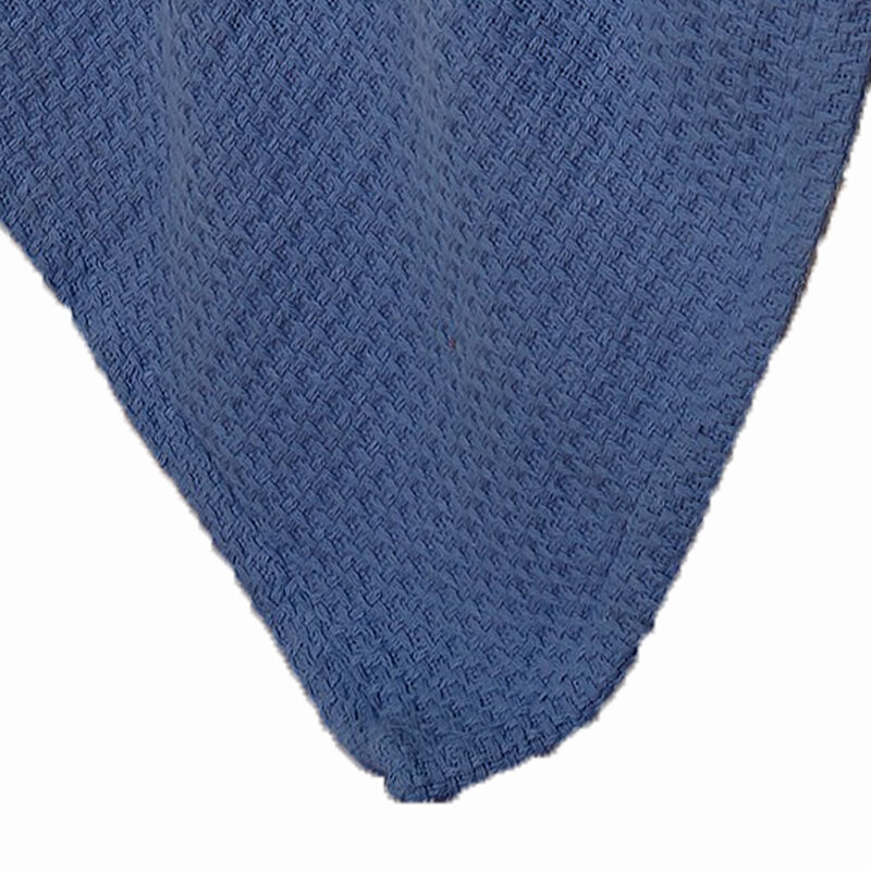 Nyx Twin Size Ultra Soft Cotton Thermal Blanket, Textured Feel, Denim Blue - Benzara