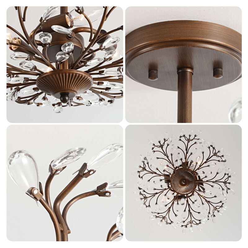 Freya 4-light Crystal Beaded 9-Branch Semi-Flush Mount image number 7
