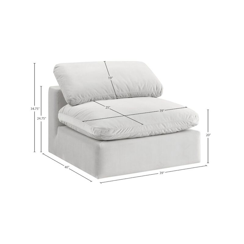 Meridian Furniture Comfy Cream Velvet Modular Armless Chair