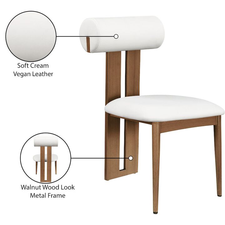 Meridian Furniture Dario Cream Vegan Leather Dining Chair, Set of 2