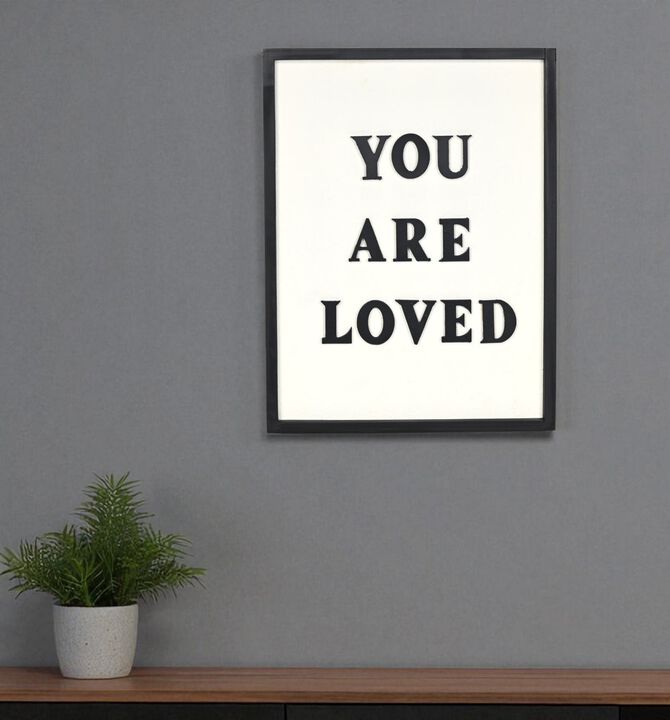 HomeRoots 16" X 12" Black And White You Are Loved Framed Wall Decor