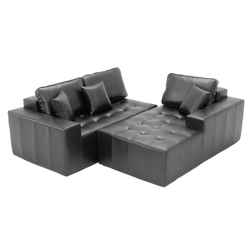 Kipur Faux Leather L-Shaped Sectional Couch image number 4
