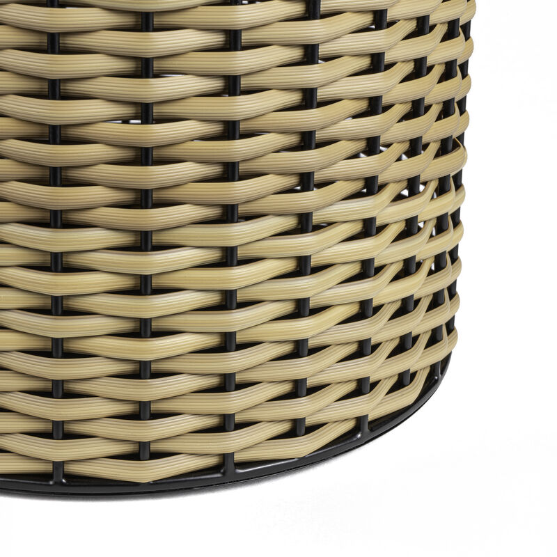 Asher Modern 2-Tone Faux Wicker/Metal Cylinder Waste Basket
