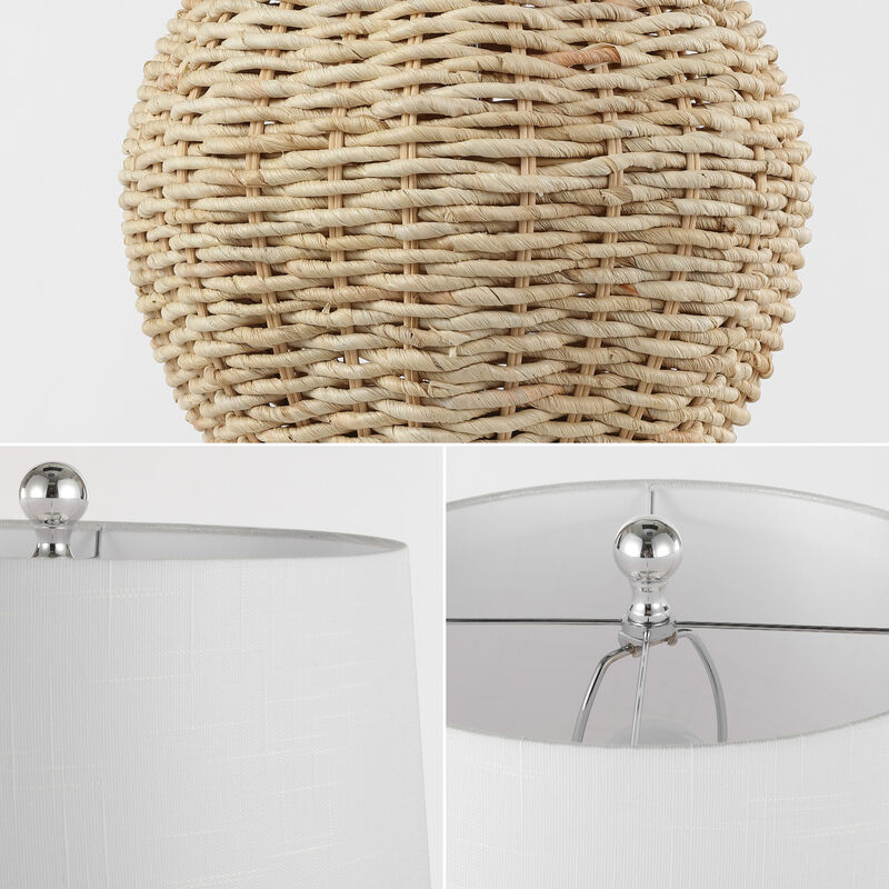Nora Rustic Coastal Rattan Globe LED Table Lamps