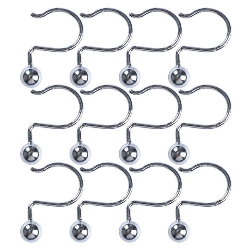 Metal Shower Curtain Hooks, Set of 12 image number 4