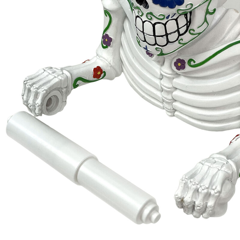 Smelly Skelly White Day of the Dead Sugar Skull Toilet Tissue Holder image number 6