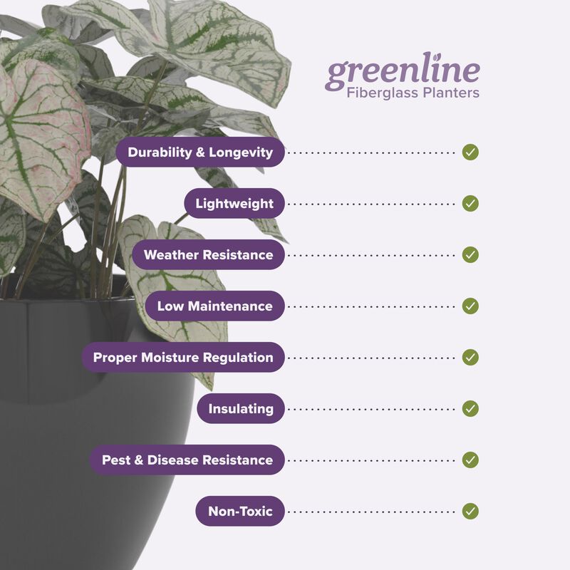 Greenline Fiberglass Lucy Medium Indoor/Outdoor Round Planter.