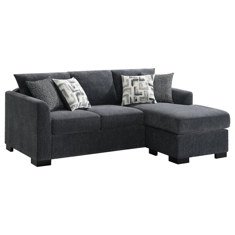 Coaster Co. of America Storey Upholstered Sleeper Sectional Chaise Sofa Dark Grey