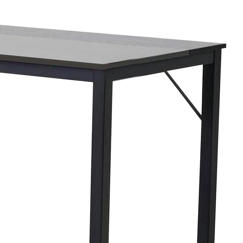 Tmy 55 Inch Office Desk Table, Rectangular Study Space, Black Metal Wood - Benzara