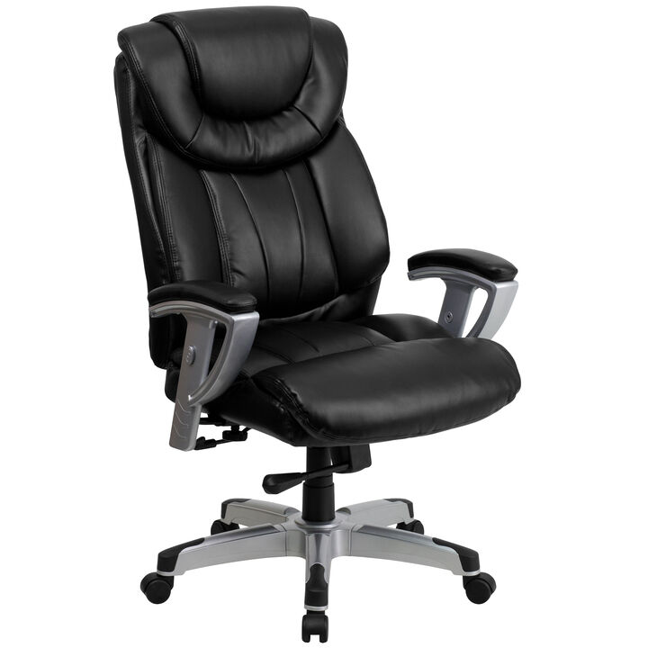 HERCULES Series Big & Tall 400 lb. Rated Black Fabric Executive Ergonomic Office Chair with Silver Adjustable Arms