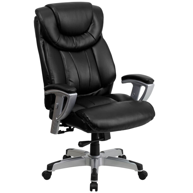 HERCULES Series Big & Tall 400 lb. Rated Black Fabric Executive Ergonomic Office Chair with Silver Adjustable Arms image number 0