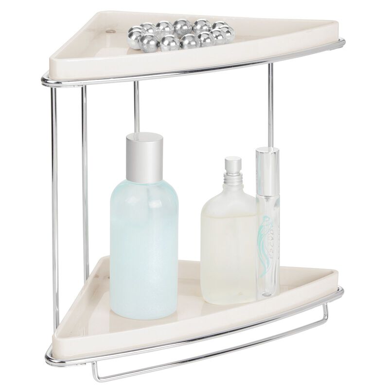 mDesign Steel/Plastic 2-Tier Bathroom Freestanding Organizer Shelf image number 2