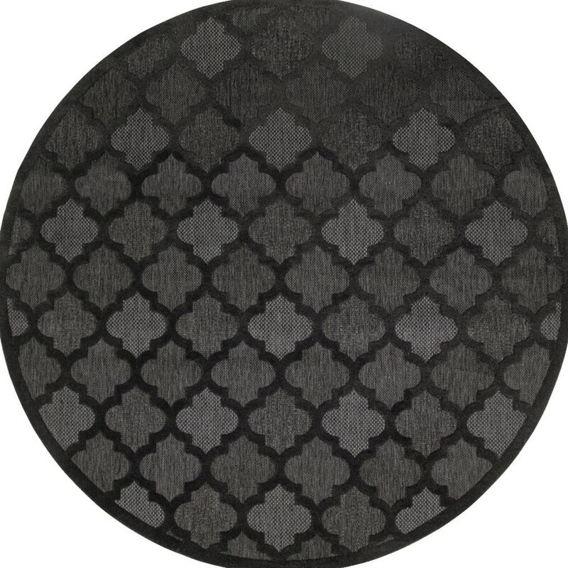 HomeRoots Round Trellis Indoor Outdoor Area Rug image number 0