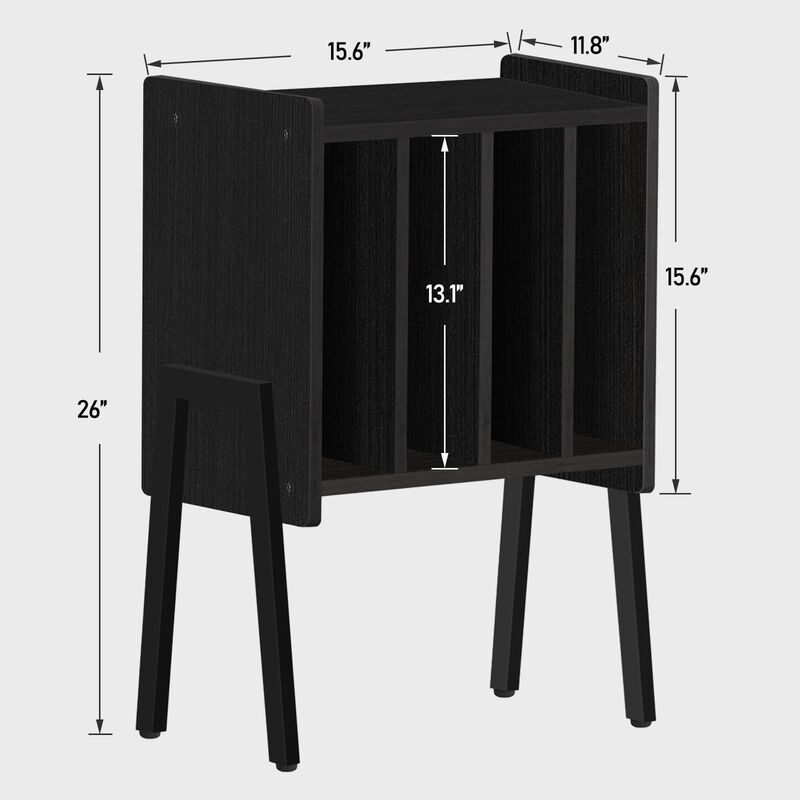 TUTOTAK Record Player Stand, Record Storage Table, End Table with Vinyl Holder Display Shelf, Side Table, Turntable Stand, Night