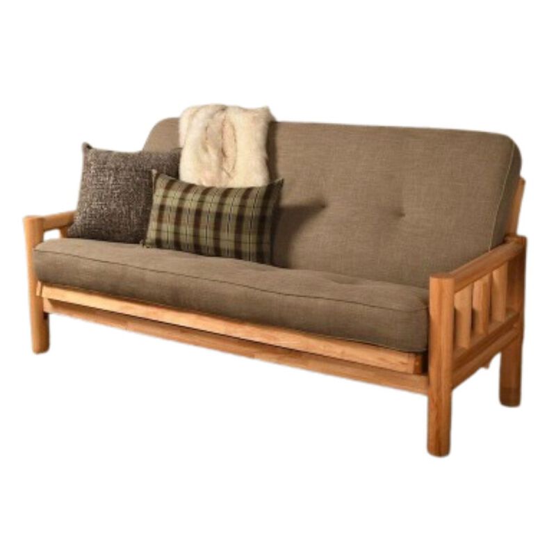 Lodge Frame-Natural Finish-Linen Stone Mattress