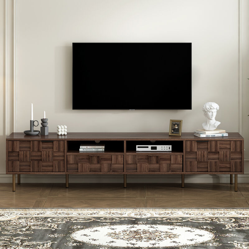Merax Mid-Century TV Stand with Closed Cabinets image number 1