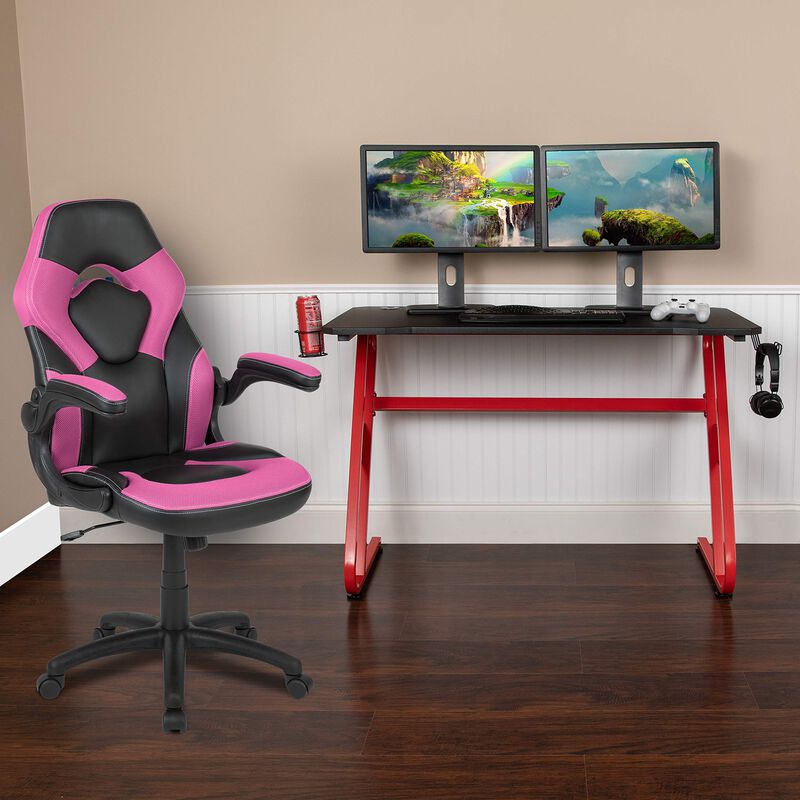 Flash Furniture Red Gaming Desk and Chair Set, Pink image number 1