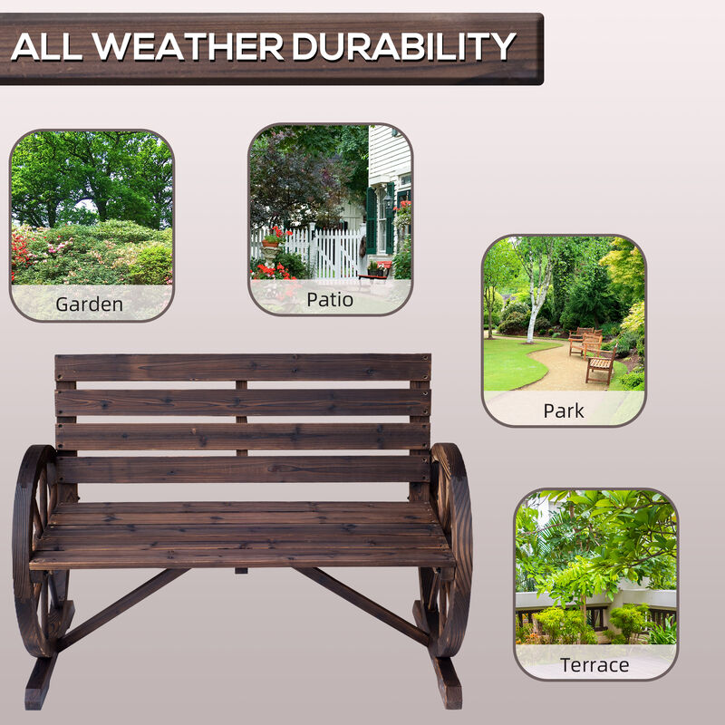 Hivvago Wooden Wagon Wheel Garden Bench image number 5