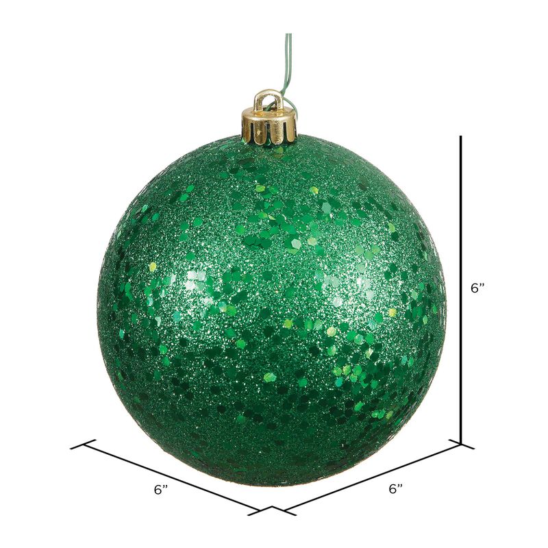 Vickerman 6" Green Sequin Ball Ornament, 4 per Bag image number 1