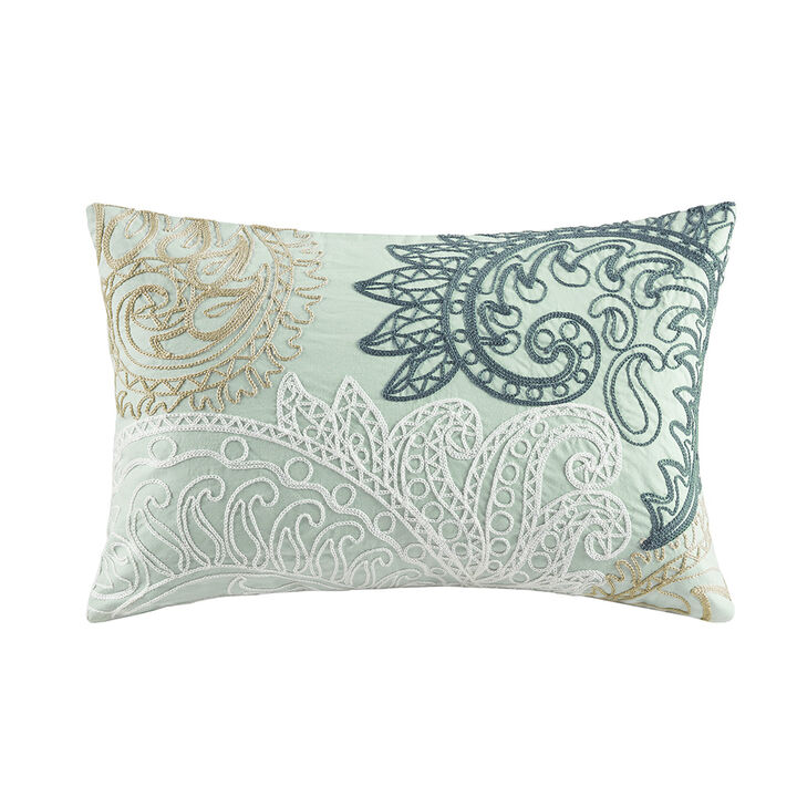 Gracie Mills Josefina Cotton Oblong Pillow with Chain Stitch