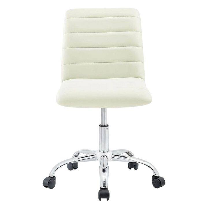 Vinyl Mid Back Office Chair with Armless Design and Comfortable Cushioned Seat