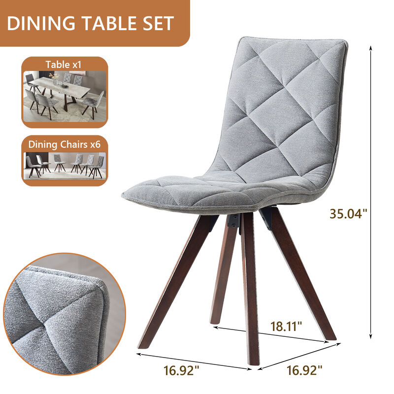 Clihome Dining Chairs Set of 2,Mid Century Modern Chairs with Wood Legs and Fabric Cushion for Dining Room image number 3