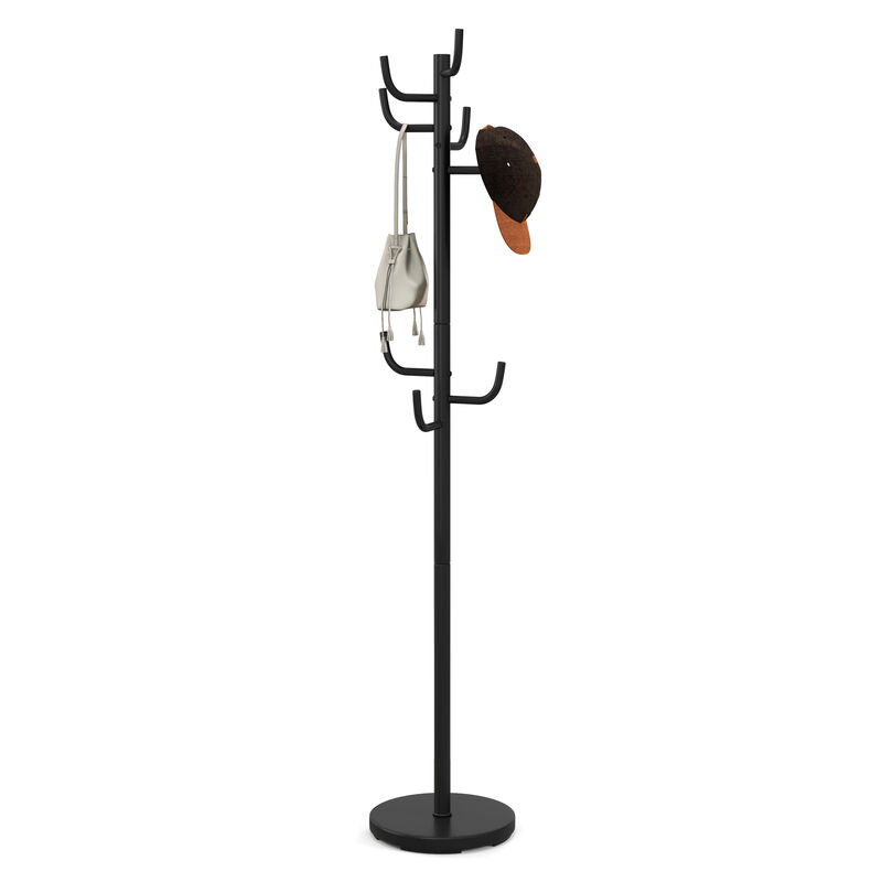 Metal Coat Rack Stand with 8 Sturdy Hooks and Metal Base